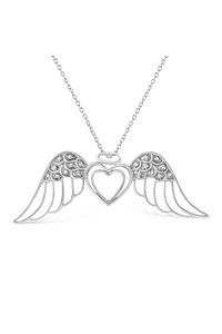 Pave-Set Diamond Accent Angel Wing Double Heart Necklace